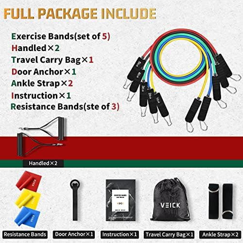 VEICK Resistance Bands with Handles, Exercise Tube Bands Set for Workouts