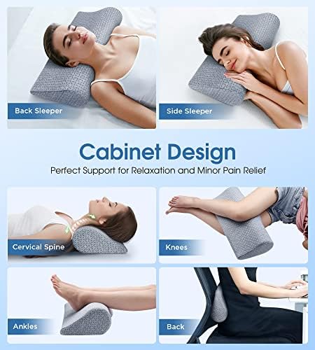 Demelon Cervical Neck Pillows for Pain Relief Sleeping, High-Density Memory Foam Pillow Neck for Bolster Support and Shoulder Relaxer, Decompression Devices Orthopedic Roll Pillow for Bed Office
