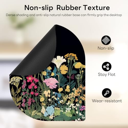 Contoured Oval Mouse Pad 6x8in Non-Slip for Laptop,Wildflowers