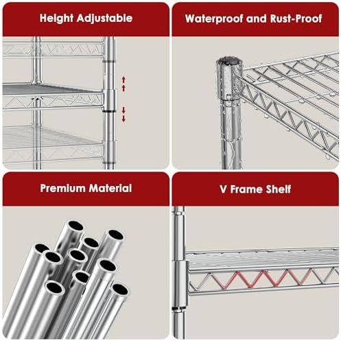 Heavy Duty 3-Shelf Shelving Unit, 24.02" W x 13.78" D x 21.97" H Chrome Steel Storage Rack with Wheels, 2 PP Shelf Liners and Hooks, Adjustable Under Desk Organizer for Kitchen, Office, Garage