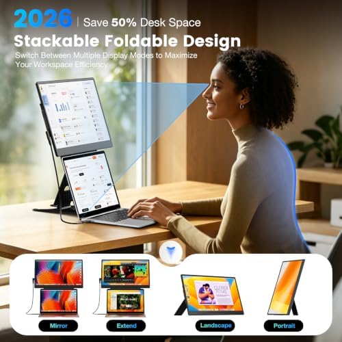 Laptop Screen Extender, 15.6" Fhd Portable Monitor With Dual Stands