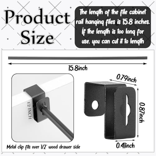 8 Set 12 Pcs Metal Hanging File Bracket Clips, Black