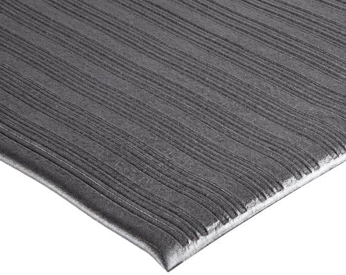 NoTrax T42 Standard PVC Safety/Anti-Fatigue Comfort Rest Ribbed Foam, for Dry Areas, 2' Width x 5' Length x 3/8" Thickness, Coal