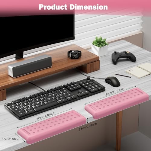 Leolee L-Shaped Desk Elbow Pads for Desk, Light Pink Memory Foam Arm Rest