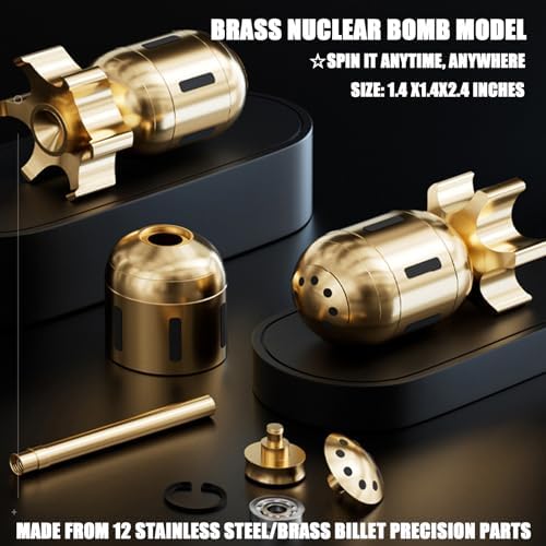 Fidget Spinner-Desk Toys, Metal Fidget Spinners, Fidget Toys Adults, Cool Gadgets for Kids, ADHD Stress Relief EDC Finger Spinning Toy, Brass Atomic Bomb Sculpture Office Home Decor