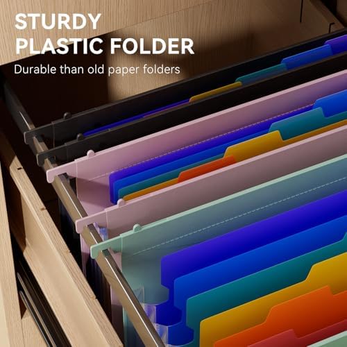 ThinkTex Plastic Expanding Hanging File Folders, 7 * 1.2" Accordion Pockets