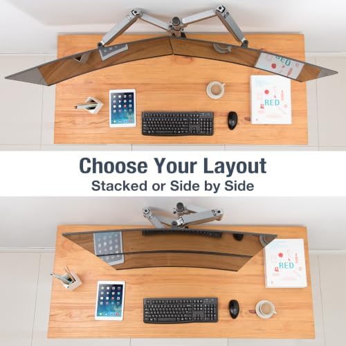 AVLT Dual Stacked Monitor Arm Desk Mount for 17-32", Extra Tall - Silver