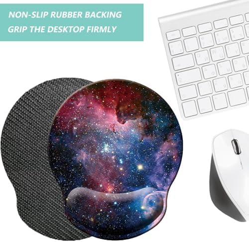 Mouse Pad with Wrist Support, Ergonomic Mouse Pad with Memory Foam Wrist Rest Cushion, Non-Slip Rubber Base Gaming Mice Pad for Home Office Computer Laptop, Starry Sky Colorful