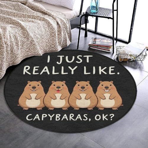 Fashion Round Area Rug Large Non Slip Carpet Unisex Home Decor Mat Capybara