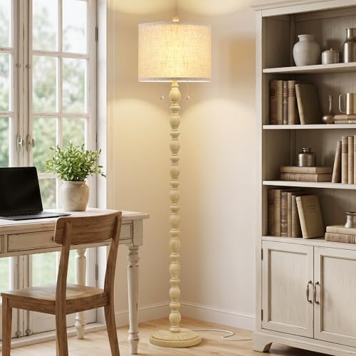 Luvkczc Farmhouse Floor Lamps for Living Room, Standing Lamp with Bulb