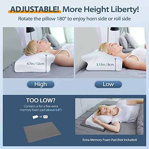 HOMCA Cervical Pillow, Ergonomic Memory Foam Neck Pillow for Pain Relief