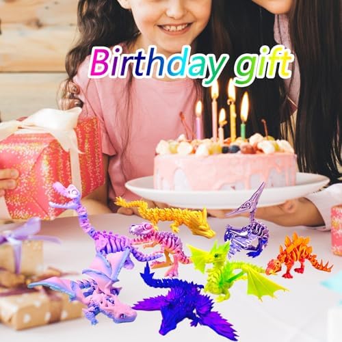8pcs 3D Printed Rainbow Dinosaur Crystal Dragon T-Rex Fidget Toys,Flying Dragon，Pterosaur，Toys,Desk Executive Toy，Easter,Toys for Boys Kids Teen 5-7 4-6 8-12