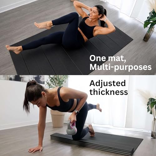 Extra Wide & Large Foldable Yoga Mat, 72" x 48", 6mm/8mm Thick