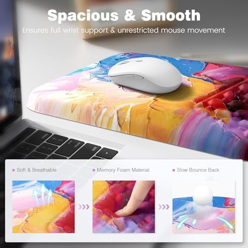 Ospelelf Mouse Pad with Wrist Rest Ergonomic Comfortable Pain Relief Mousepad Wrist Support for Computer Multicolored