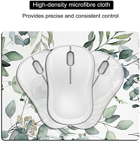 Small Mouse Pad Cute, Mini Mouse Pads for Wireless Mouse and Laptop, Travel Mousepads with Designs - Watercolor Green Leaves, Portable Mousepad with Non-Slip Rubber Base - 5.5 x 7 in