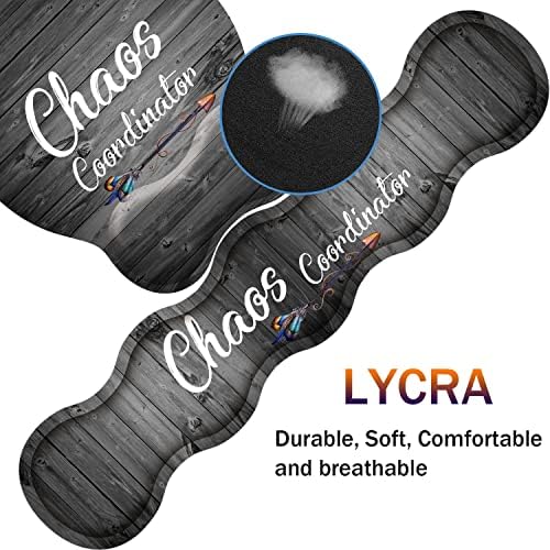 Keyboard and Mouse Wrist Rest Pad Set With Memory Foam - Ergonomic Non-Slip Base for Easy Typing and Pain Relief - Quote Chaos Coordinator (With Coaster)