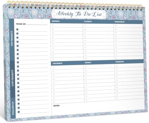 Taja Weekly To Do List Notepad, Undated Weekly Planner Pad, 8.5" x 11"