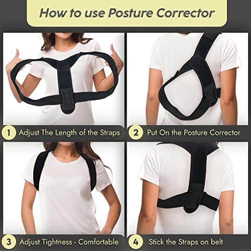 Cervical Neck Traction Device & Posture Corrector for Women and Men, Inflatable Neck Stretcher Brace for Decompression, Adjustable Upper Back Brace & Elastic Support (Carbon Black)