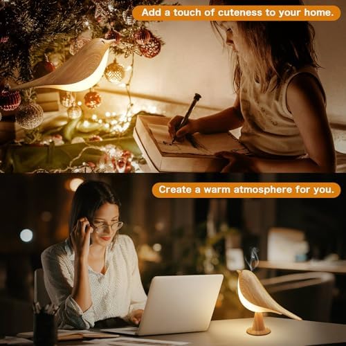 VViN 2 in 1 Small Desk Lamp, Bird Cordless Table Lamp with 3 Color Temperature Dimmer and Touch Sensor - Rechargeable Battery Night Light for Kids, Bedroom, Bedside, and Outdoor Use