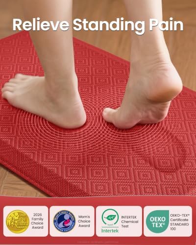 Ophanie Kitchen Mats for Floor,3/4 inch Thick,20x32 Anti Fatigue Cushioned Mat,Kitchen Rugs,Waterproof,Comfort Ergonomic Standing Mat for Office,Home,Sink with 99+ Pairs of Anti-Slip Bottom Ridges