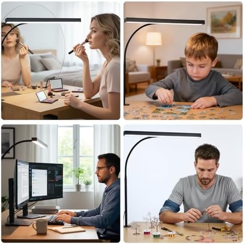 Desk Lamp with Clamp, 1200LM LED Desk Light for Home Office,Black