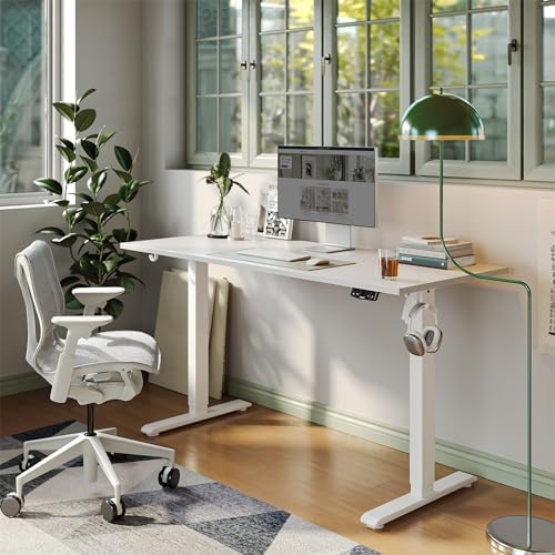 Agilestic 60 * 24 Inch Height Adjustable Electric Standing Desk, White