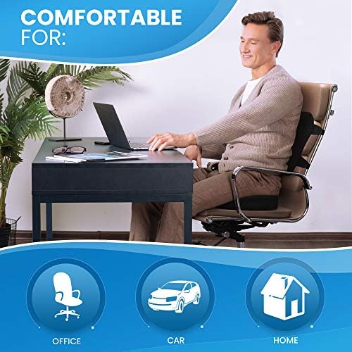 Everlasting Comfort Gel Memory Foam Seat Cushion and Lumbar Support Pillow for Office Chair Bundle