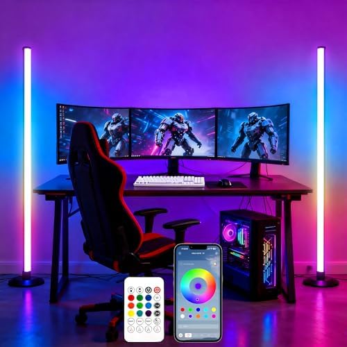 Flupuro 2 Pack ICRGB Corner Floor Lamp
