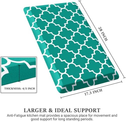 WISELIFE Anti Fatigue Mats for Kitchen Floor, 17.3" x 28", 4/5 Inch, Green