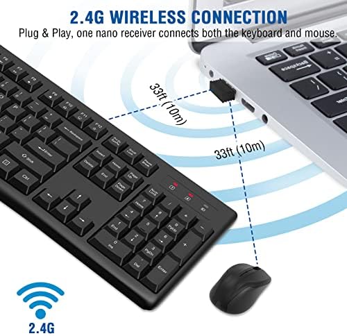 EDJO Computer Wireless Keyboard and Mouse Combo,2.4GHz USB,Plug & Play