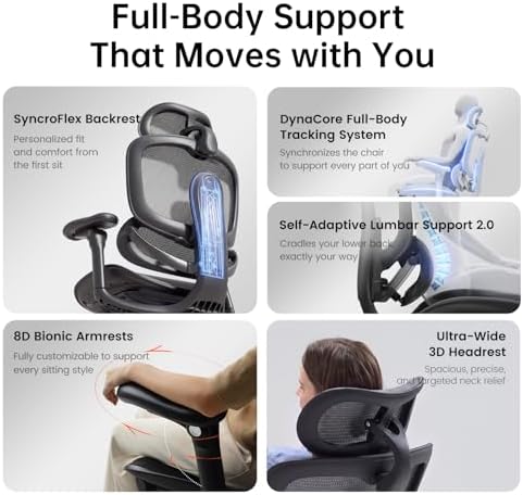 SIHOO Doro C300 Pro V2 Ergonomic Office Chair with Footrest, Jet Black