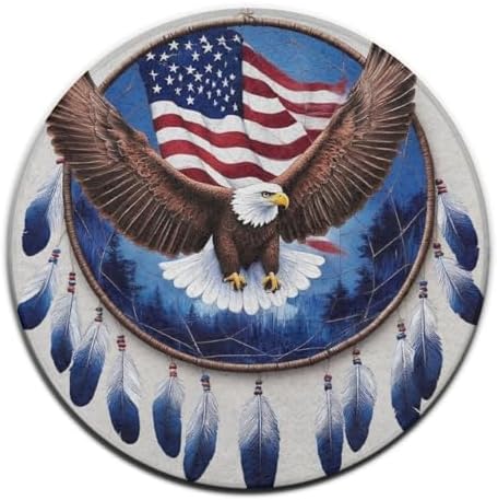 Room Sofa Yoga Soft Round Carpet, Home Decor Non Slip Kitchen Office Circle Rug, Machine Washable Modern Round Area Rug Boho Totem Native American Flag Eagle Dream Catcher, 24inch