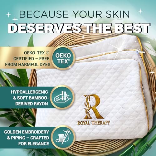 Royal Therapy King 2-Pack Memory Foam Pillow, Adjustable Shredded Odor-Free Cut-Out Bed Pillow for Neck & Shoulder Pain Relief, Breathable Support for Back, Stomach, Side Sleepers, BioForm