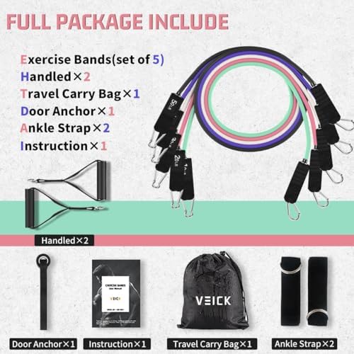 VEICK Resistance Bands with Handles, Exercise Tube Bands Set for Workouts