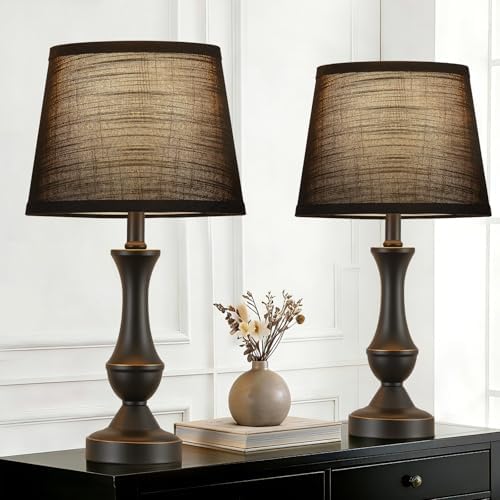 Table Lamp Set of 2, 19" Mordern Bedside Lamps for Living Room & Bedroom