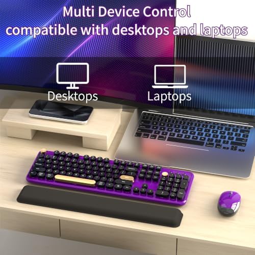 Wireless Computer Keyboard and Mouse Combos, Purple-Black