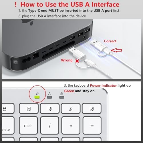 OMOTON USB-A & Type-C Dual Interface Wired Keyboard for Mac, Numeric Keypad