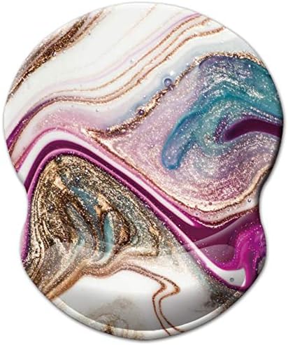 Mouse Pad with Wrist Support, Non Slip Mousepad Wrist Rest for Office, Computer, Laptop & Mac-Comfortable & Lightweight Ergonomic Support Mouse Mat(Beige Purple Marble-Wrist)