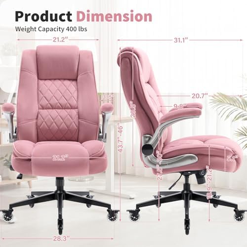 Fabric High Back Office Chair, Thick Padded Ergonomic Computer Desk Chair