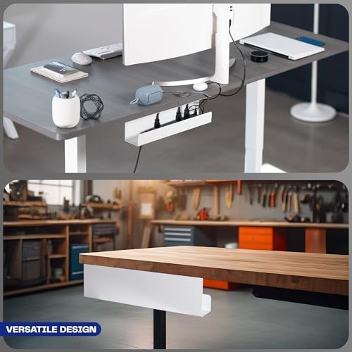 VIVO White 17 inch Under Desk Cable Management Tray, DESK-AC06-1CW