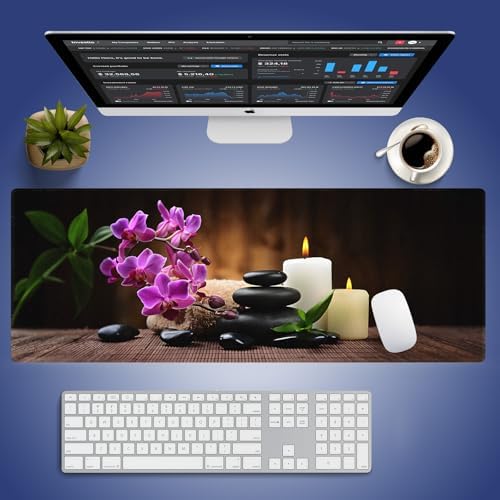 Tranquil Zen Spa Large Mouse Pad, Peaceful Scene Still Life Desk Mat