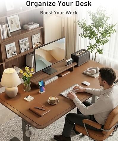 Aothia Faux Leather Desk Mat - Large Mouse Pad, Non-Slip PU Leather Blotter, Waterproof Writing Surface for Office and Home (Brown, 63" x 17")