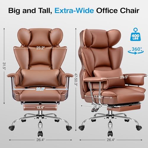 Big and Tall Office Chair, High Back Gaming Chair with Footrest