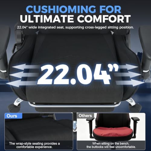 LUCKRACER Gaming Chair High Back Ergonomic Computer Chair with Breathable Fabric, with Lumbar Support, 8-Way Adjustable Armrests, Integrated Frame for Office Study Gaming, Black