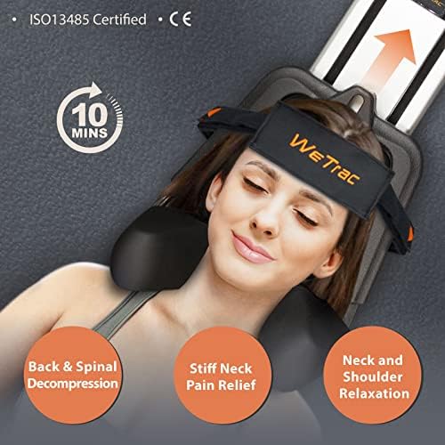 iSTIM WeTrac Cervical Neck Traction Device, Relaxer and Stretcher, Pain Relief for Spinal Decompression, Relieving Pinched Nerves, and Cervical Pain, Home Use, with Travel Bag