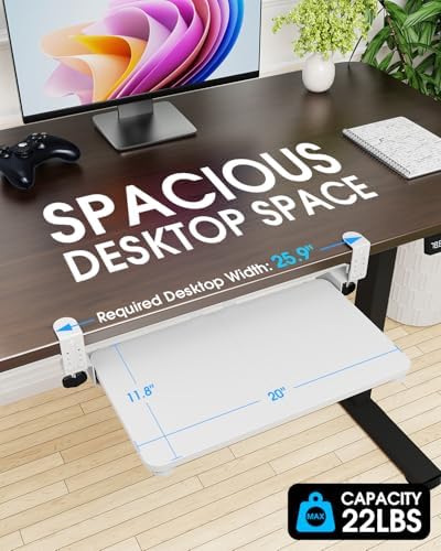 Small Keyboard Tray Under Desk, Pull Out Keyboard & Mouse Tray for Typing