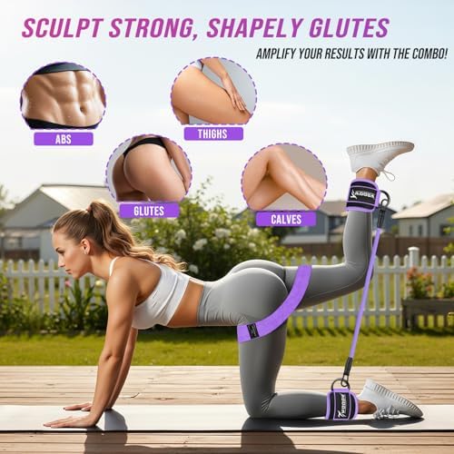 WOQQW Ankle Resistance Bands with Cuffs & Booty Bands Set for Legs & Glutes