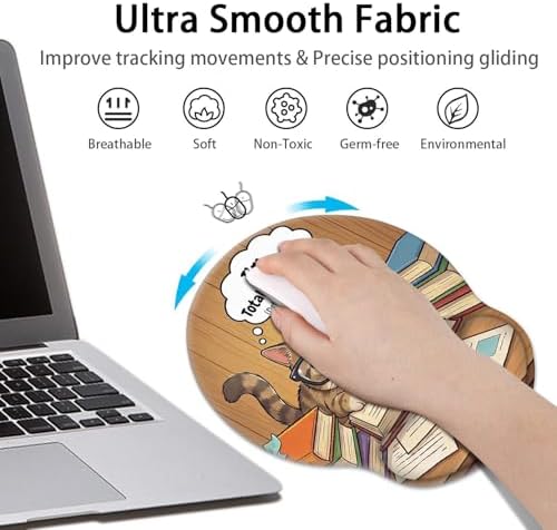 Britimes Ergonomic Mouse Pad with Wrist Support, Reading Cat