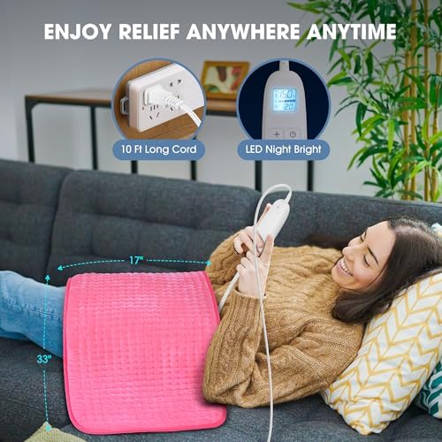 FluffyWarmth Electric Heating Pad for Back, Extra Large 17"x33", Ultra Soft