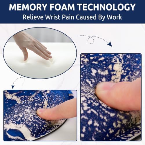 KONVINIT Ergonomic Mouse Pad with Wrist Rest, Small Mousepad with Non-Slip Rubber Base and Smooth Surface, Dark Blue Mouse Pads for Desk, Office Desk Accessories